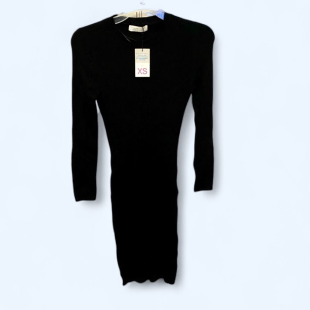Primark Black Crewneck Sweater Dress  with Ribbed Knit